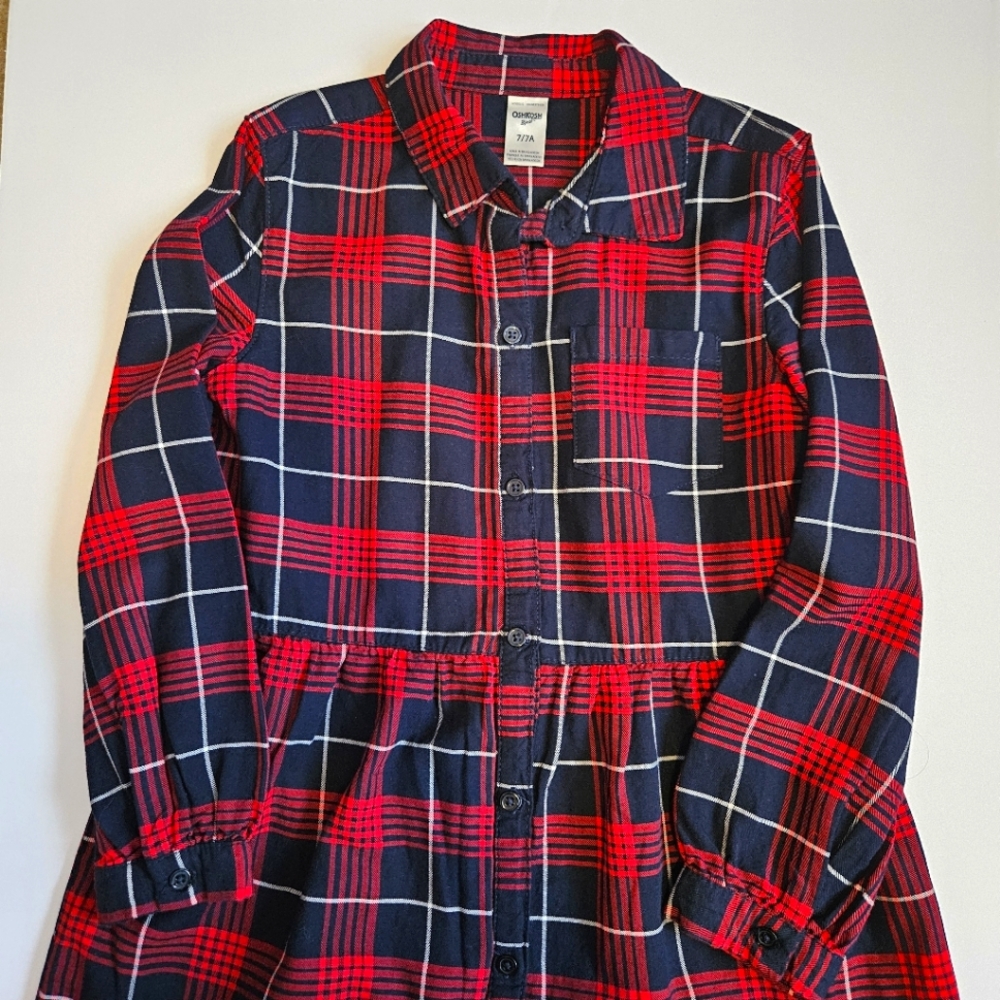 Oshkosh b'gosh Girls Red Plaid Button Down Dress